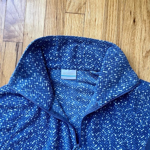 NEW w/o Tags Columbia Blue Speckled Quarter Zip Fleece Sweatshirt Size Medium - Picture 3 of 6